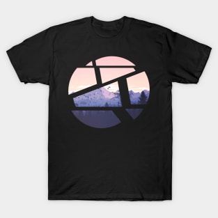 mountain landscape in splitted circle T-Shirt